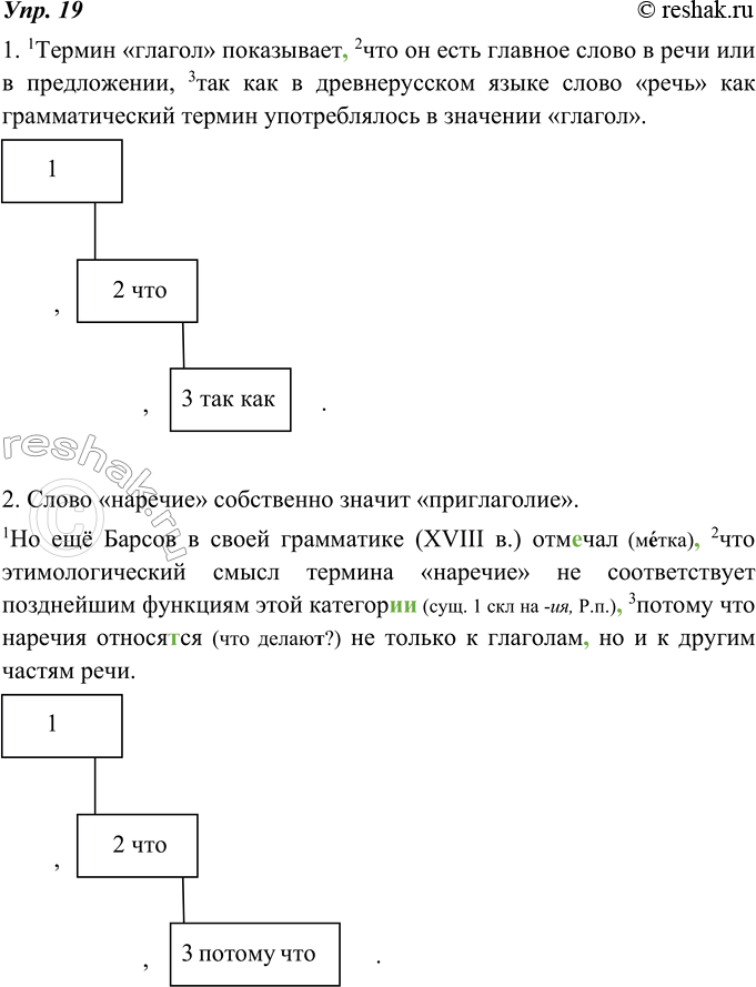 Изображение 19. В каких предложениях содержится сообщение о двух фактах? Пронумеруйте простые предложения в составе сложного по образцу (см. упр. 17). Поставьте запятые между...