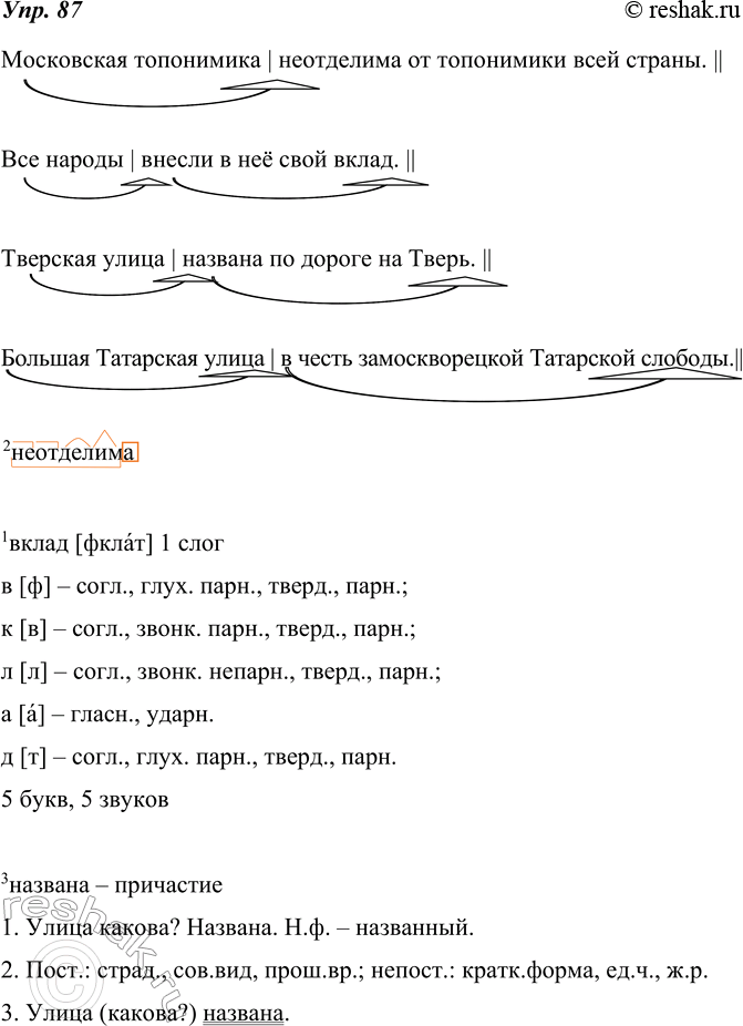 Изображение 87. Интонационный диктант.При записи отмечайте одной вертикальной линией небольшую паузу между группой подлежащего, т. е. подлежащего с зависимыми словами, и группой...