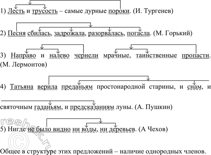 Изображение 200 Выразительно прочитайте предложения, в необходимых случаях соблюдая перечислительную интонацию. Что общего в структуре этих предложений?1) Лесть и трусость — самые...